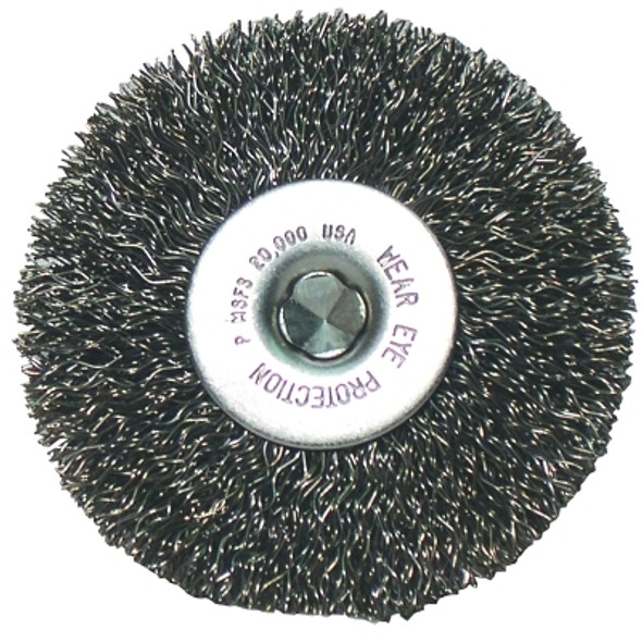 Crimped Wheel Brushes, 3 in D x 3 in W, 0.0118 in, Carbon Steel