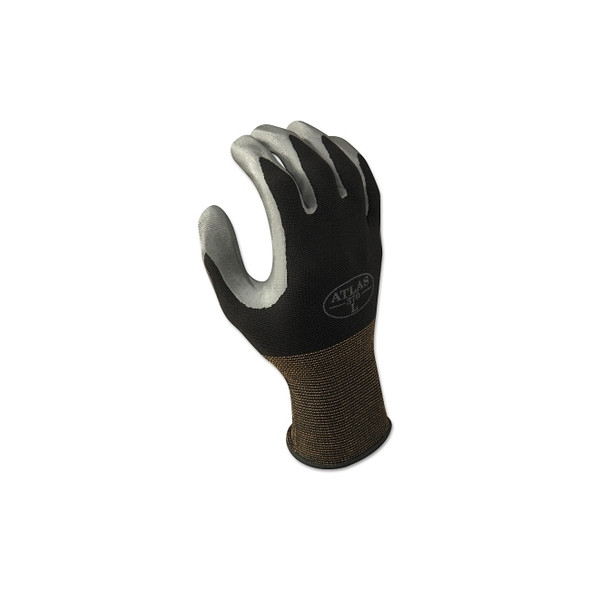 370B General Purpose Nitrile Coated Fingers/Palm Gloves, Small, Black/Gray