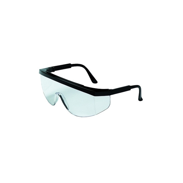 TK1 Series Safety Glasses, Clear Lens, Scratch-Resistant, Black Frame, Nylon