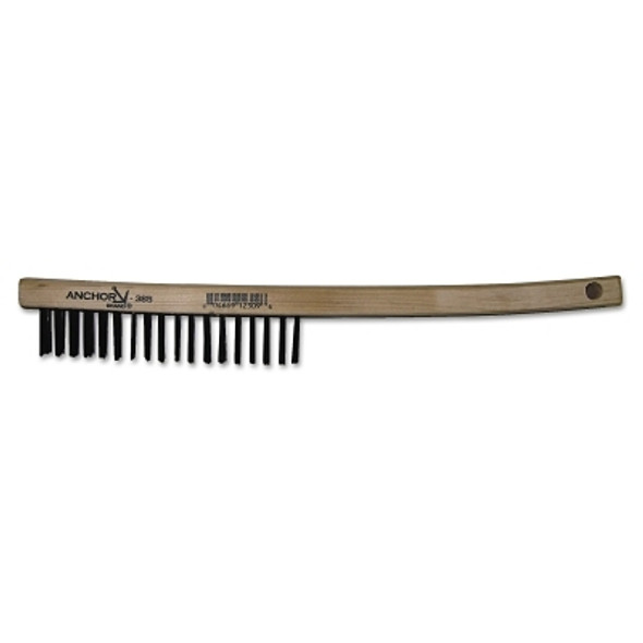 Hand Scratch Brush, 13 in, 4 X 18 Rows, Carbon Steel Bristles, Curved Wood Handle