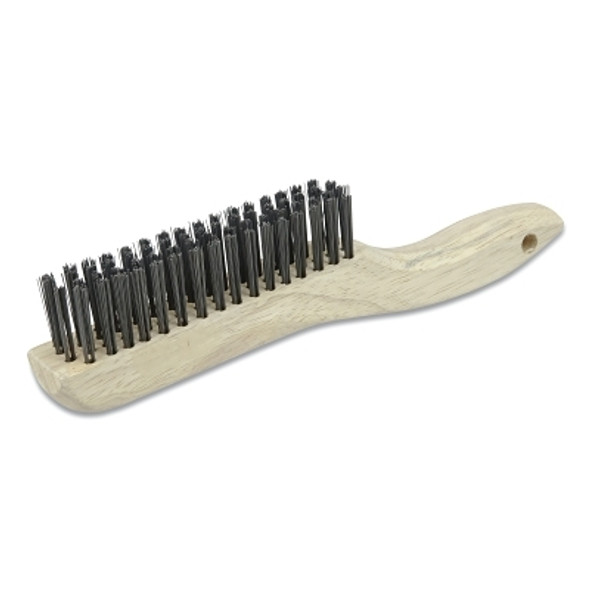 Hand Scratch Brush,10 in L, 4 x 16 Rows, Steel Bristles, Shoe Handle