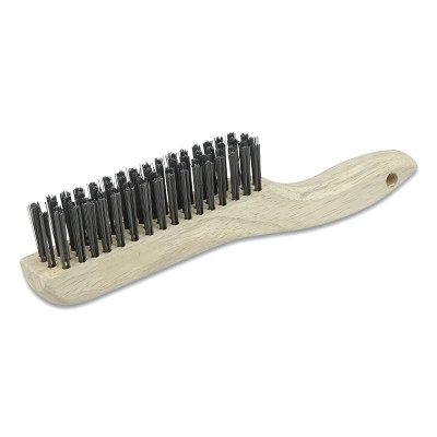 Hand Scratch Brush,10 in L, 4 x 16 Rows, Steel Bristles, Shoe Handle