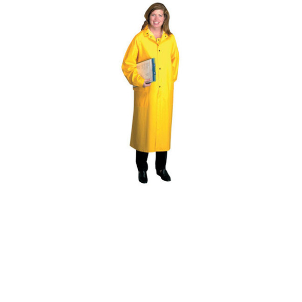 48 in Raincoat with Detachable Hood, 0.35 mm, PVC over Polyester, Yellow, 2X-Large