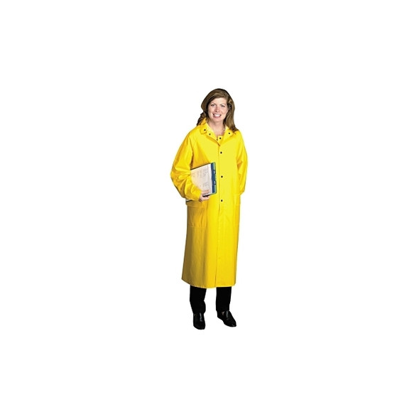 48 in Raincoat with Detachable Hood, 0.35 mm, PVC over Polyester, Yellow, X-Large