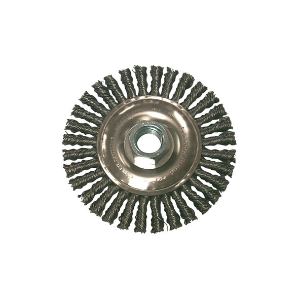 Stringer Bead Wheel Brush, 4 in D x 4 in W, 0.02in Stainless Steel, Clamshell Pk