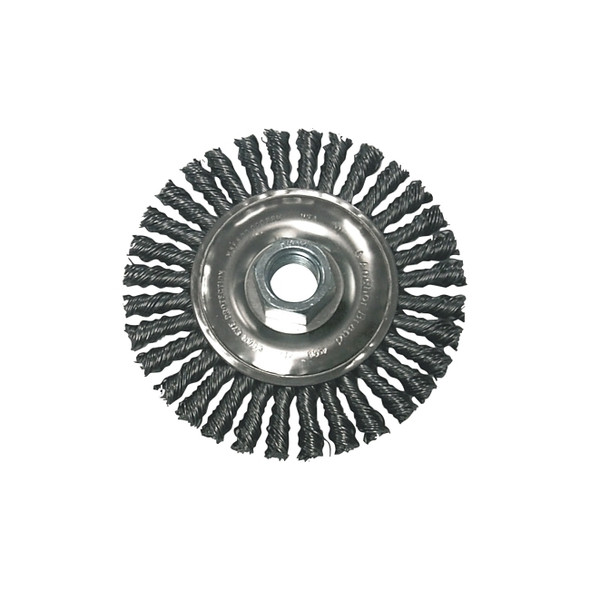 Stringer Bead Wheel Brush, 6 in D x 3/6 in W, 0.02 in, Carbon Steel