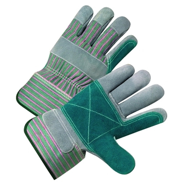 Leather Palm Gloves,Canvas Back; Premium Select Shoulder Leather; Split Cowhide, Large,Pearl Gray Pack of 12