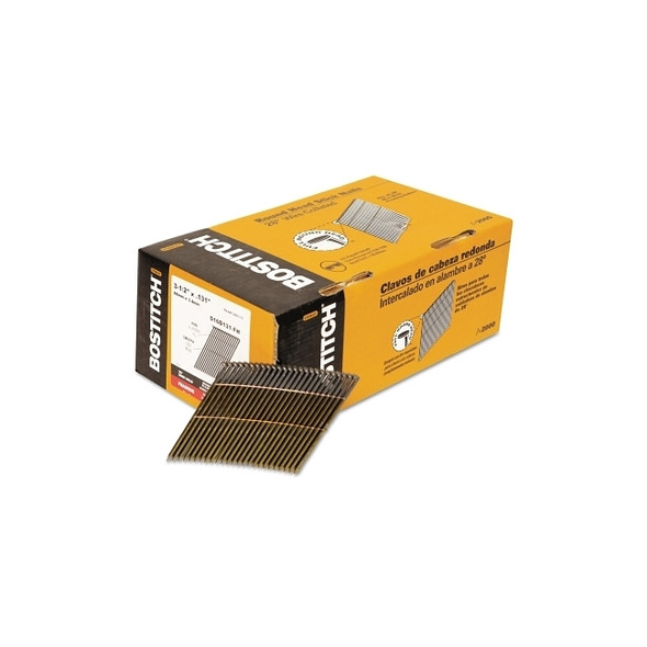 Round Head Framing Nail, 3-1/2 in L, Diamond Point, Steel