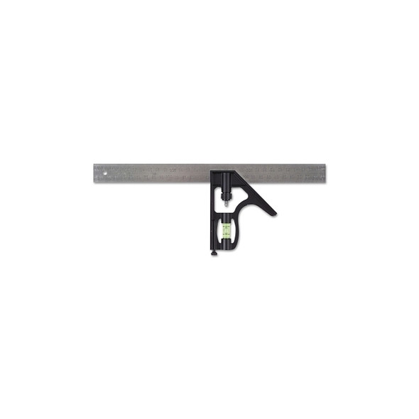 Combination Square, 12 in, Inch/Metric, Die Cast Metal