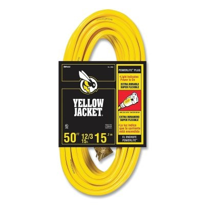 Yellow Jacket® Power Cord, 50 ft, 1 Outlet, Yellow