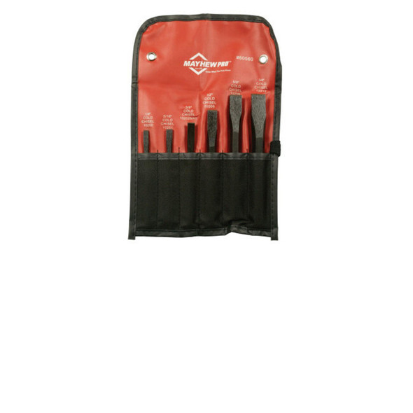 6 Pc. Cold Chisel Kit, Alloy Steel, English, Pouch