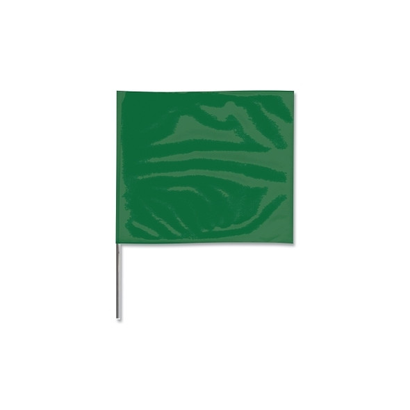 Stake Flags, 2 in x 3 in, 21 in Height, PVC Film, Green Pack of 100
