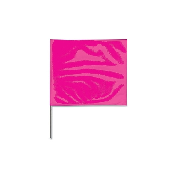 Stake Flags, 4 in x 5 in, 36 in Height, PVC; Steel Wire, Pink Glo Pack of 100
