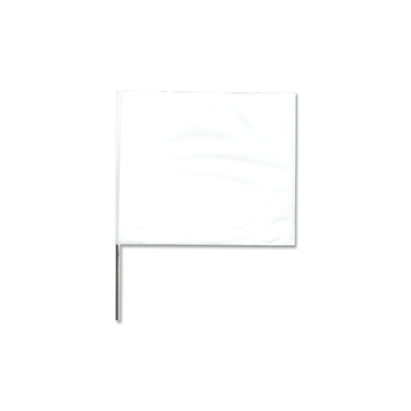 Stake Flag, 2 in x 3 in, 21 in Height, PVC Film, White Pack of 100