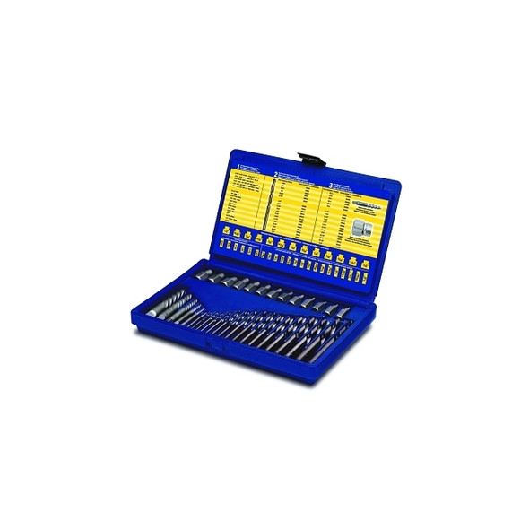 Screw Extractor and Drill Bit Set, EX-1 to EX-6, 1/8 in to 1/2 in, Hard Case