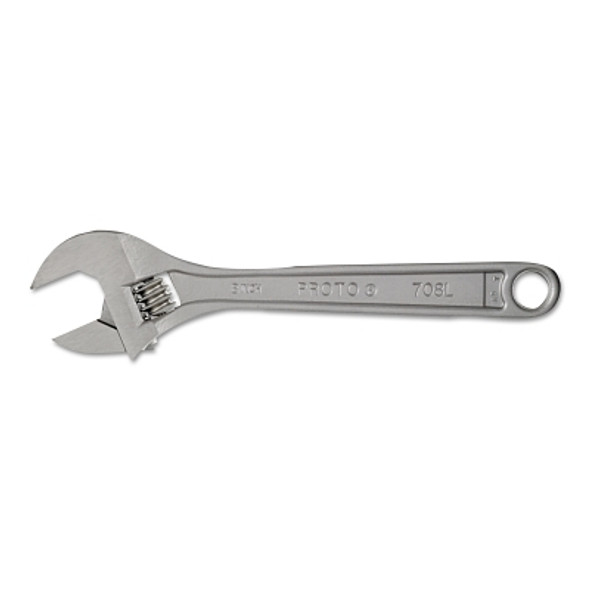 Click-Stop Adjustable Wrenches, 8 in Long, 1 1/8 in Opening, Chrome