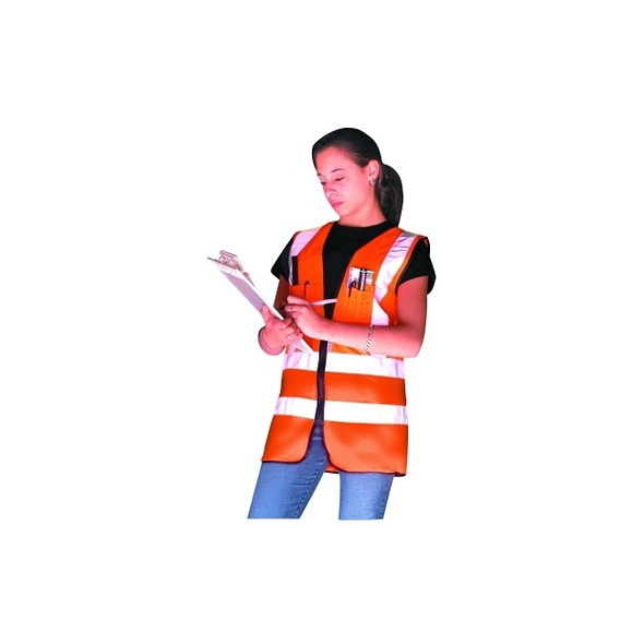 Class 2 Surveyor Style Solid Vests w/3M Scotchlite Reflective Tape, L, HiViz Yel Pack of 50