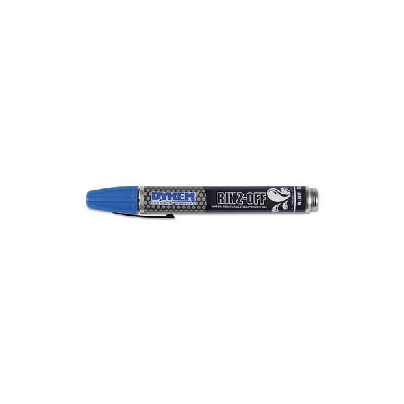 RINZ OFF® Water Removable Temporary Marker, Blue, Broad Threaded Cap Pack of 12