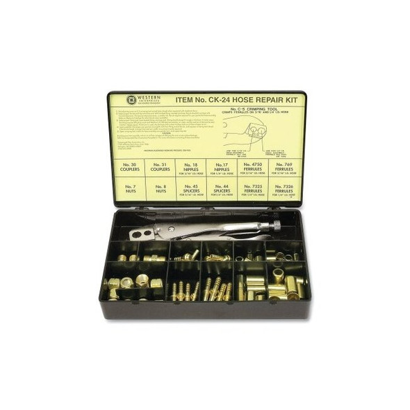Hose Repair Kit, A-Size/B-Size Nuts, B-Size Fittings, 3/16 in Hose ID, Hand-Grip 2-Hole Jaw Crimp Tool