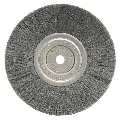 Narrow Face Crimped Wire Wheel, 8 in D x 3/4 W, .0118 Stainless Steel, 6,000 rpm