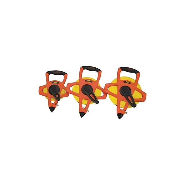Hi-Viz® Orange Reel Fiberglass Tapes, 1/2 in x 100 ft, SAE, Orange, 1/10 in Grad