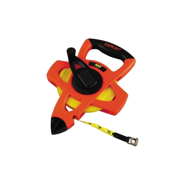 Hi-Viz® Orange Reel Fiberglass Tapes, 1/2 in x 100 ft, SAE, Orange, 1/8 in Grad