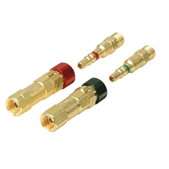 Quick Connect, Torch-to-Hose w/Reverse Flow Check Valve, Brass, QDB200 (M) Plug/QDB201 (F) Socket, Fuel Gas