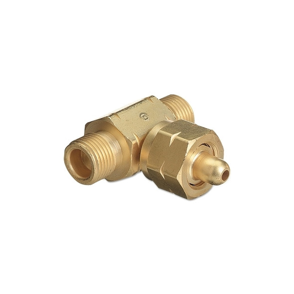 Manifold Coupler Tee, Coupler, 3000 PSIG, Brass, Oxygen