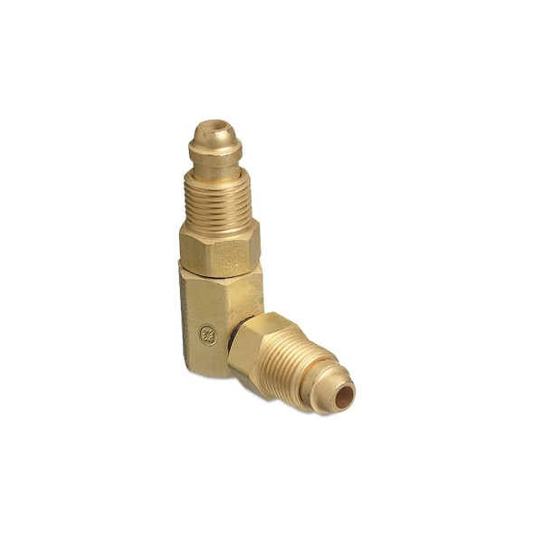 Inert Arc Hose & Torch Adaptor, Brass, Elbow - 90°, Male/Male, RH to RH