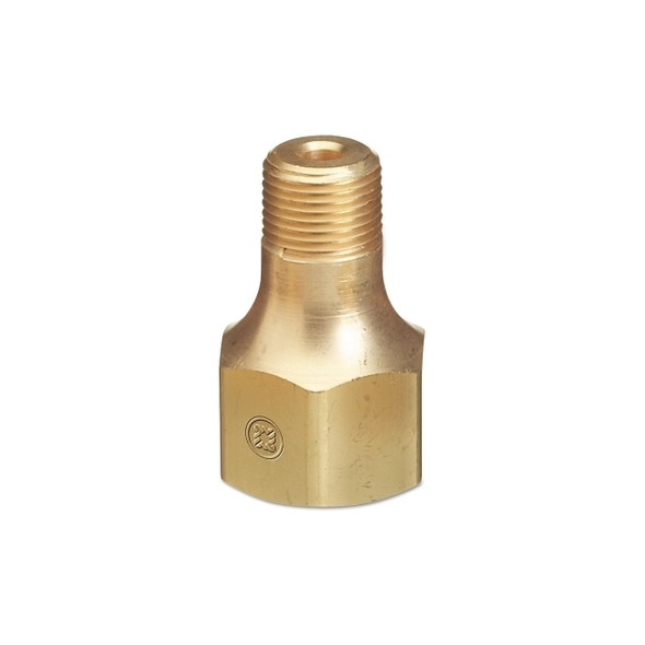 Male NPT Outlet Adaptor for Manifold Pipeline, 3000 psig, Brass, CGA-580 (F) RH x 1/2 in NPT (M)