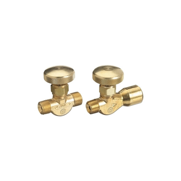 Brass Body Valve for Non-Corrosive Gases, 200 psig, B-Size 9/16 in-18 RH (M), 1/4 in NPT (M), Oxygen CGA-022