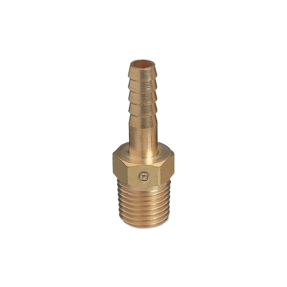 Brass Hose Adaptor, NPT Thread/Barb, Brass, 3/8 in