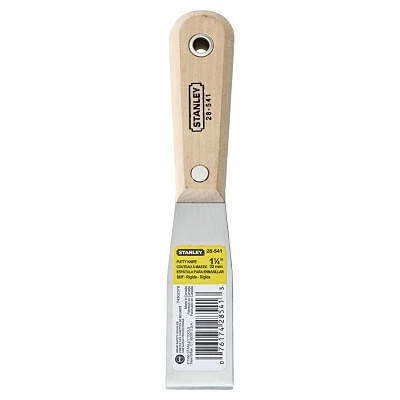 Wood Handle Putty Knife, 1-1/4 in Wide, Stiff Blade