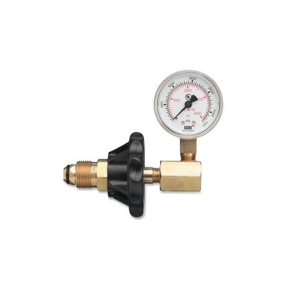Cylinder Pressure Testing Gauge, Oxygen, Brass with Hand Tight Plastic Nut, CGA-540