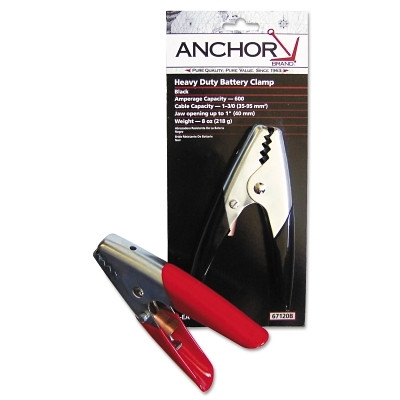 Battery Clamp, Vinyl-Insulated, 1-3/0 AWG, 600 A, 1-1/2 in Jaw, Black