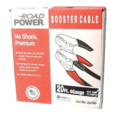Booster Cable, 4/1 AWG, 20 ft, Black