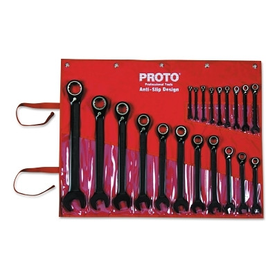 Reversible Combination Ratcheting Wrench Set, 20-Pc, Spline, Black Chrome, 7/32 in to 1-1/2 in