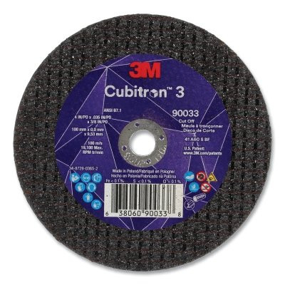 Cubitron™ 3 Cut-Off Wheel, 4 in dia x 0.035 in Thick x 3/8 in Arbor, 60+ Grit, T1