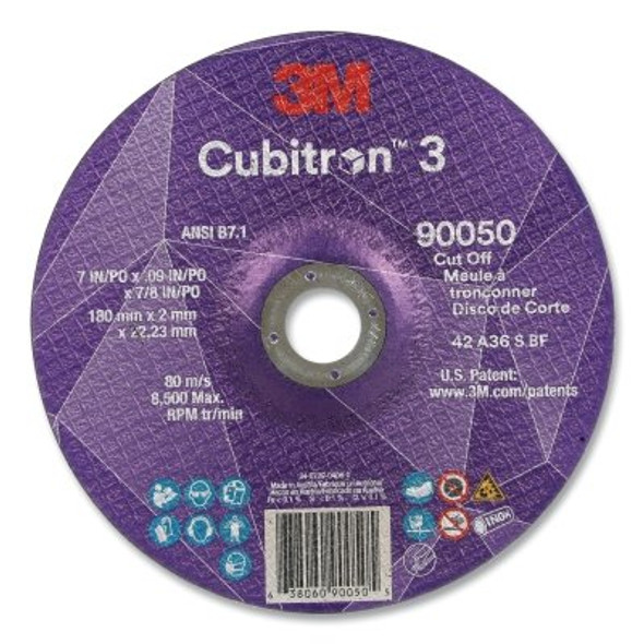 Cubitron™ 3 Cut-Off Wheel, 7 in dia x 0.09 in Thick x 7/8 in Arbor, 36+ Grit, T27