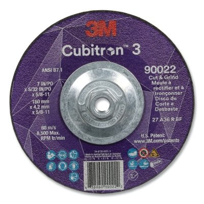 Cubitron™ 3 Cut and Grind Wheel, 7 in dia x 5/32 in Thick x 5/8 in-11 Arbor, 36+ Grit, T27