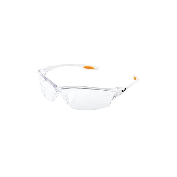 Law® LW2 Series Safety Glasses, Clear Lens, TPR Nose Piece and Temple Inserts, Clear Frame