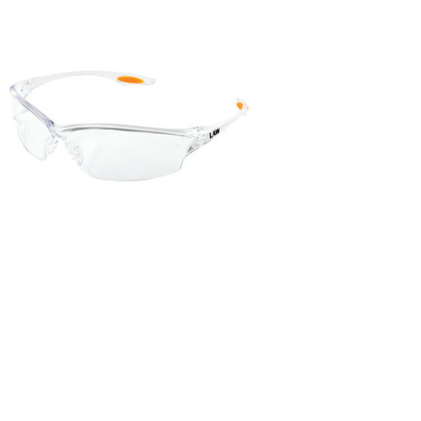 Law® LW2 Series Safety Glasses, Clear Lens, TPR Nose Piece and Temple Inserts, Clear Frame