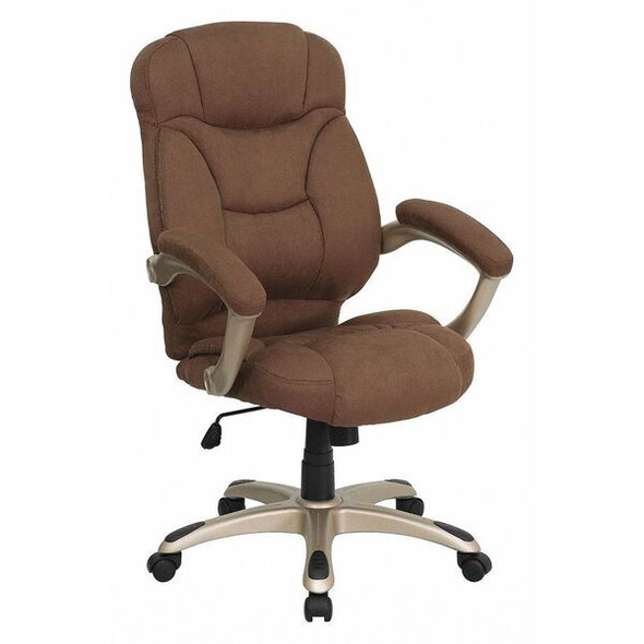 Contemporary Chair Fixed Arms, 18-1/4" to 22" Height, Fabric, Brown Microfiber