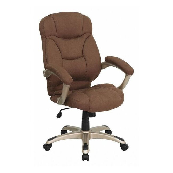 Contemporary Chair Fixed Arms, 18-1/4" to 22" Height, Fabric, Brown Microfiber