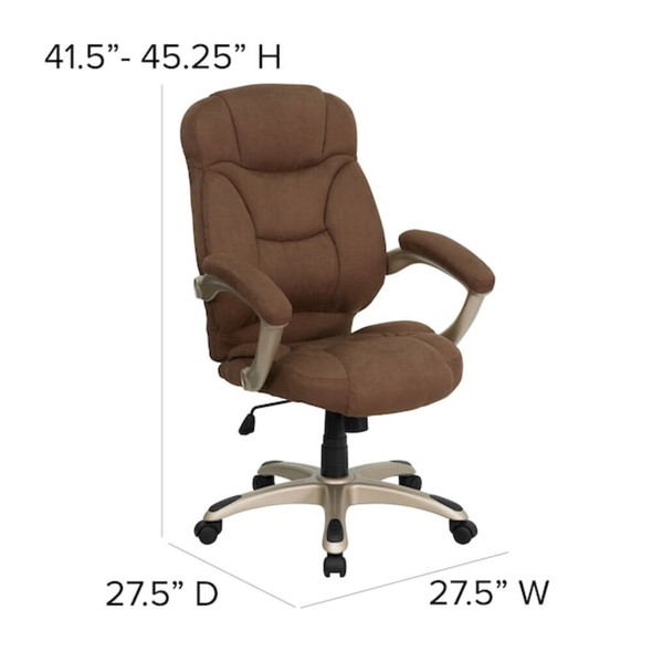 Contemporary Chair Fixed Arms, 18-1-4" to 22" Height, Fabric, Brown Microfiber  GO-725-BN-GG