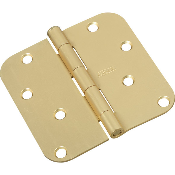 National Hardware 5/8 In. x 4 In. Satin Brass Round Corner Door Hinge N830-225