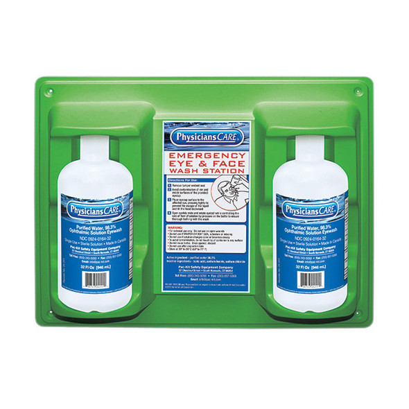 Eyewash Station, Double Bottle, 32 oz, 1/Each