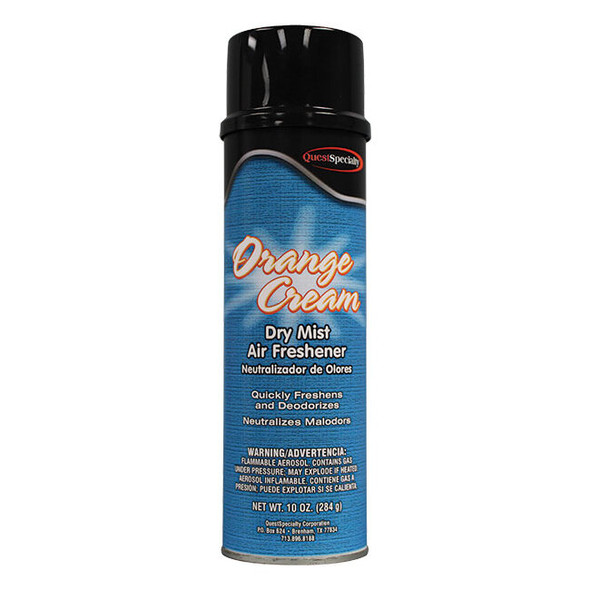 QuestSpecialty® Dry Mist Air Freshener, Orange Cream, 10 oz Aerosol, 12/Case