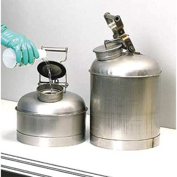Liquid Disposal Safety Can, Stainless Steel, 2.5 gal, Flammables, Silver