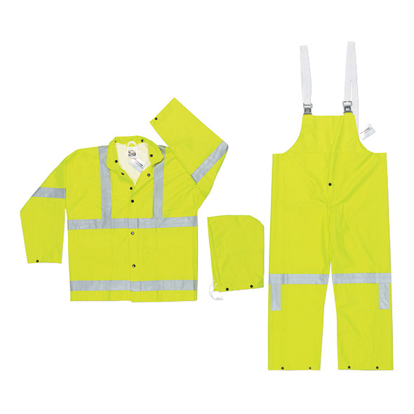 MCR Safety® Luminator™ Class 3 Rain Suit, Medium, Yellow, 1/Each